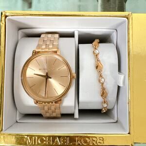 Michael Kors MK4462 Mini Pyper Rose Gold-Tone Watch Set
